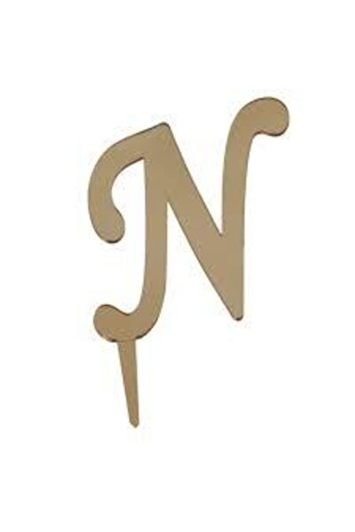 parti sürprizi حرف N زجاج شبكي ذهبي عاكس 7 سم