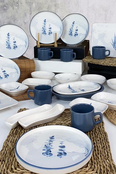 Keramika Blue Magic Stackable Breakfast Set 26 Pieces for 6 People