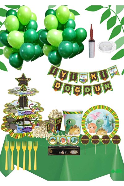 Happyland ديناصور D-11 - مجموعة عيد ميلاد لطيفة لـ 8 أشخاص