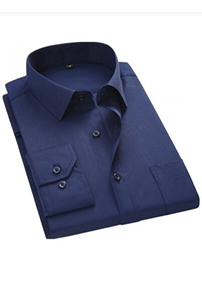 NACAR STORE Men's Navy Blue Long Sleeve Classic Dad Shirt