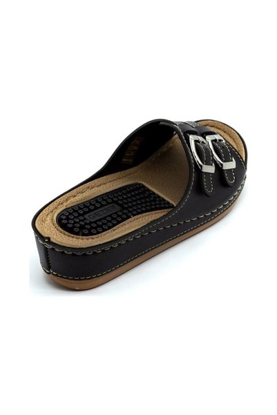 GEZER Women's Black Massage Sole Anatomical Sole Slippers