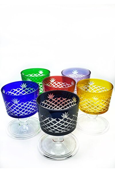 ÖzcamKristal 6'lı Rengarenk Tatlı/çerezlik Kase