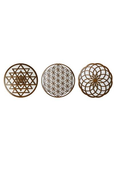 karakoç eğitim araçları Ahşap Yaşam Çiçeği Sri Yantra Torus Nefesi Üçlü Dekor...