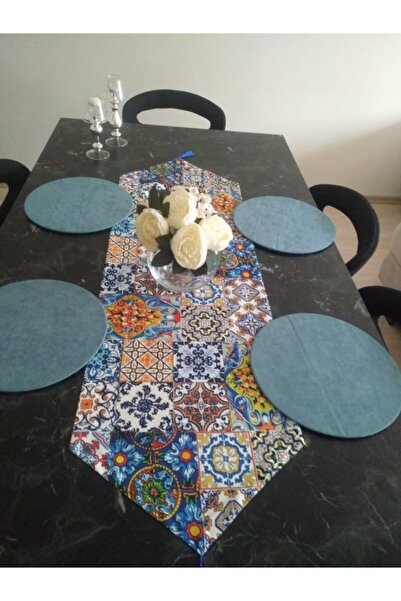 Ayşemce Килимок з візерунком з кераміки, 4 світло-блакитні кольори Супла