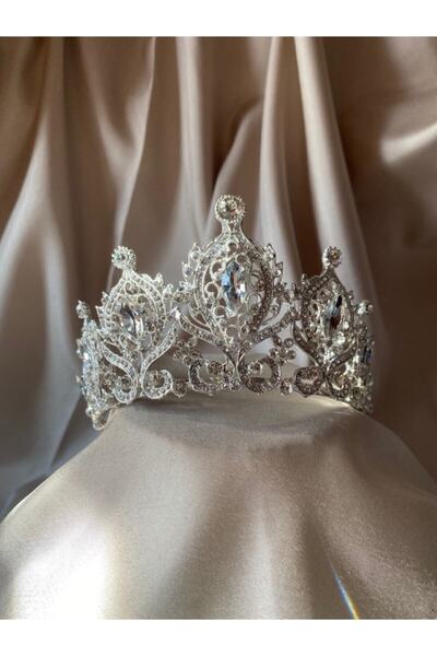 Hedef Bijuteri Special Design Crystal Stone Queen Model Bridal Hair Crown