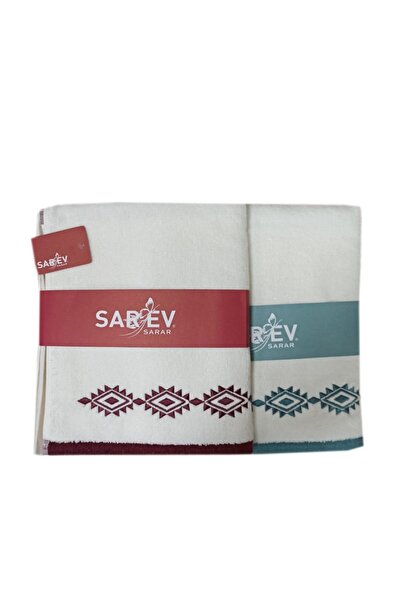 Sarev Milagros Embroidered 2 Pieces Towel Mint Green-Burgundy