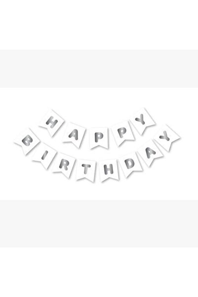 Ege Parti Evi راية عيد ميلاد سعيد باللون الأبيض الفضي