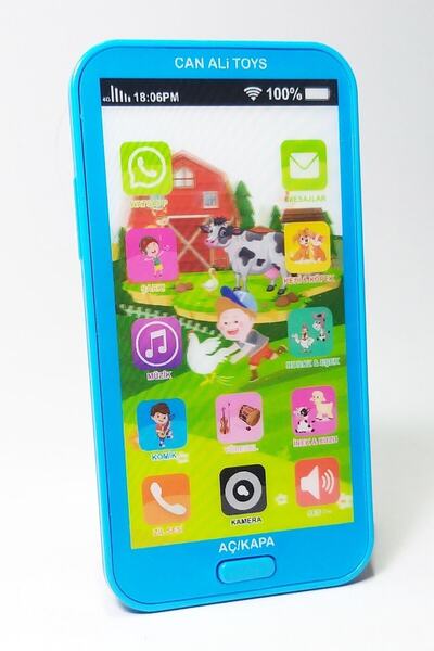 ByCaretta Oyuncak Dokunmatik Cep Telefonu Türkçe Sesli Mavi + Pil Dahil