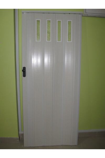 DEKORAKS Beyaz Düz Renkli 1 Sıra Camlı Akordeon Kapı 87x200cm