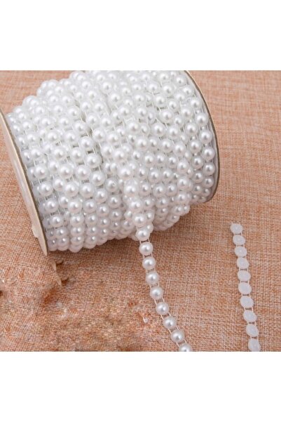 Kreatif Mağaza 3 Metre Beyaz Sıralı Kesik Inci (4 MM) – Boncuk