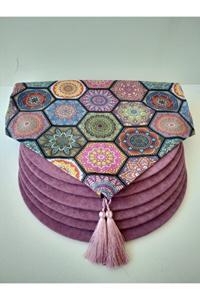 Ayşemce Runner cu model de fagure, 6 plăci de culoare roz