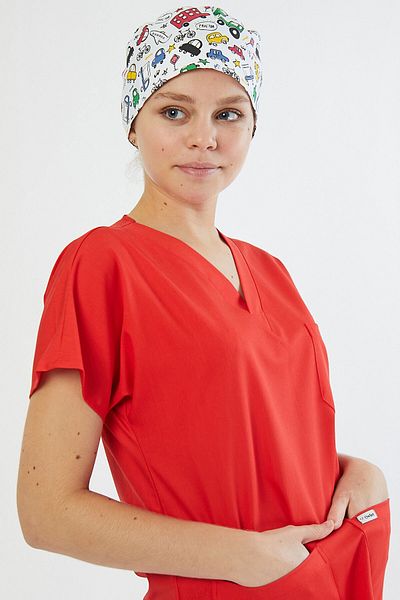Owlet Medikal White Surgical Cap with Car Pattern