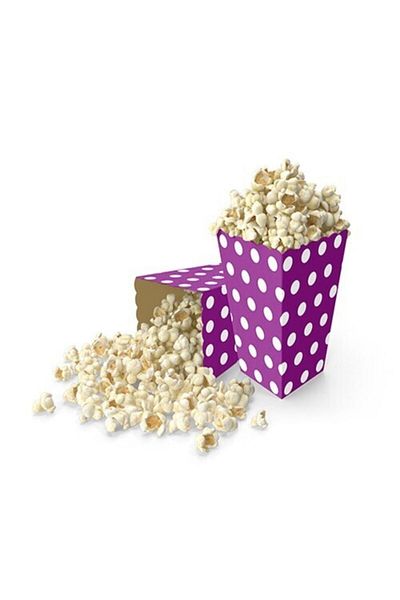 parti sürprizi Purple Polka Dot Popcorn Box 8 Pieces