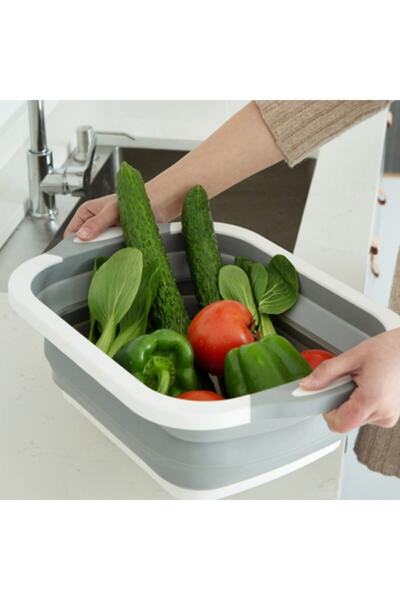 ElyxStore Cutting Board and Basin with Foldable Strainer (Lysin)