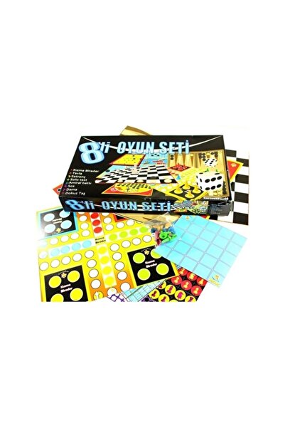 Genel Markalar 8'li Kutu Oyunu Seti - Kızma Birader, Tavla, Solo Test, Amiral Battı, Dama, Dokuz Taş, Satranç, Sos