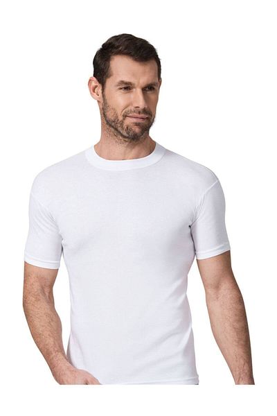 Namaldı Men's 3-Piece White Rib Null Collar Thick Piping Undershirt Athlete