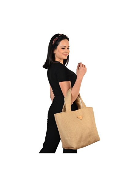 Sisa Jüt Kumaş Çuval Tote Bag Günlük Ve Plajlık Yıkanabilir Kumaş Çanta