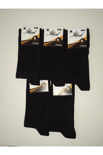 Temporium Ανδρικές μαύρες κάλτσες χωρίς σχέδιο βαμβακερές 5 τεμαχίων