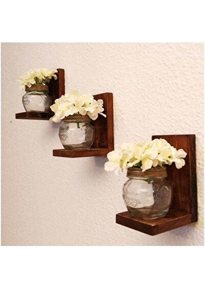 LegnaWood Rustik Masif Ahşap Duvar Rafı 3'lü