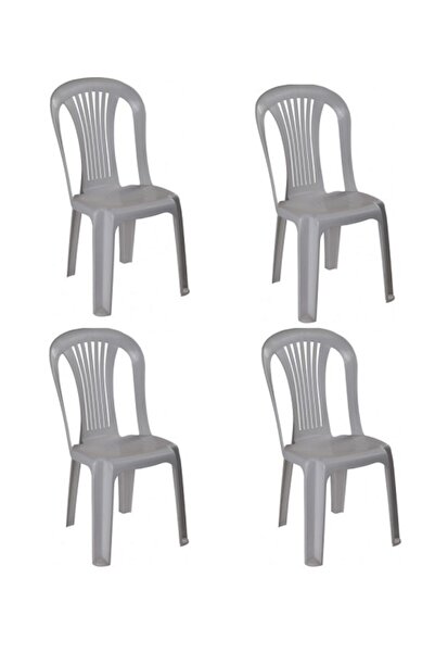 Asil Konsept Gri Plastik Bahçe Balkon Sandalyesi  4 Adet