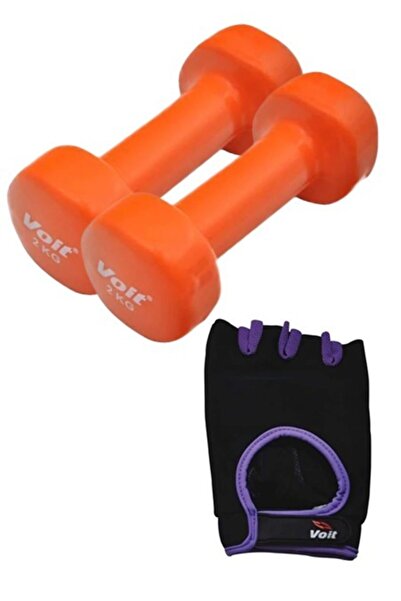 Voit Db107 2kg Turuncu Dumbell 2 Adet +1731 Ağırlık Eldiveni Mor