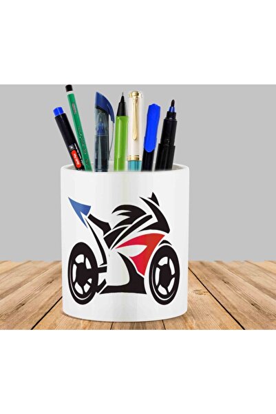 ART HEDİYE موتو سباق دراجة نارية الصبار عصاري زهور حامل قلم