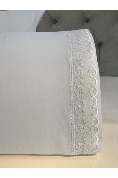 Çeyiz Bahçesi Γαλλική μαξιλαροθήκη με κορδόνια Sadem Cream
