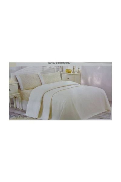 Özdilek Flower Cream Striped Single Pique Set