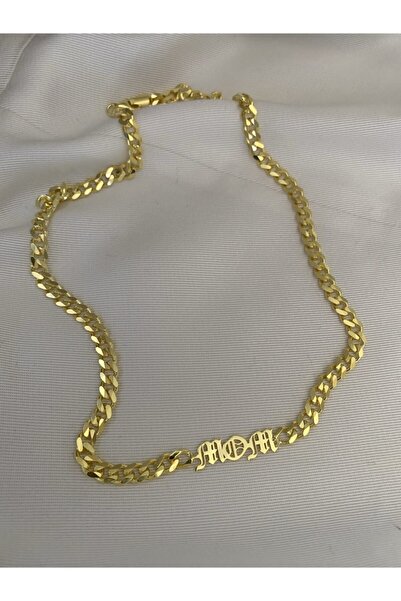 Vi store 925 Ayar Gümüş Mom Yazılı Kolye