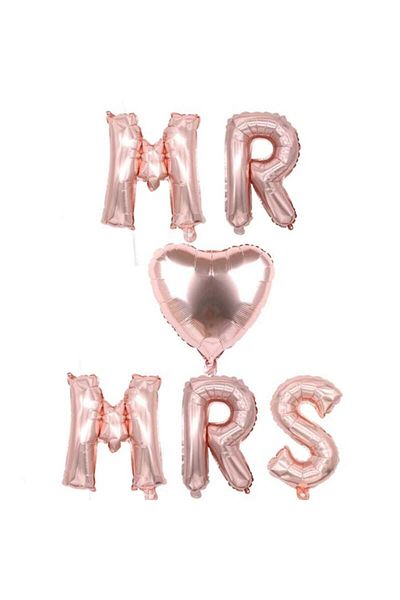 Deniz Party Store Mr Mrs Rose Gold 1 Piece Heart Foil Balloon Set Bachelorette Party