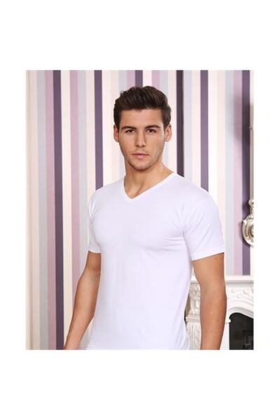 Berrak Λευκό βαμβακερό εσώρουχο 1007 V-Neck 6 τεμαχίων