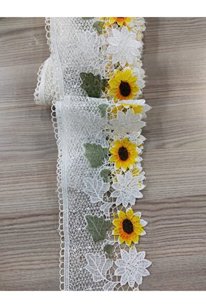 DUAYEN Batikli Mutfak Güpürü Dantel Ayçiçeği Desen Tekstil Aksesuarı 8 Metre ...