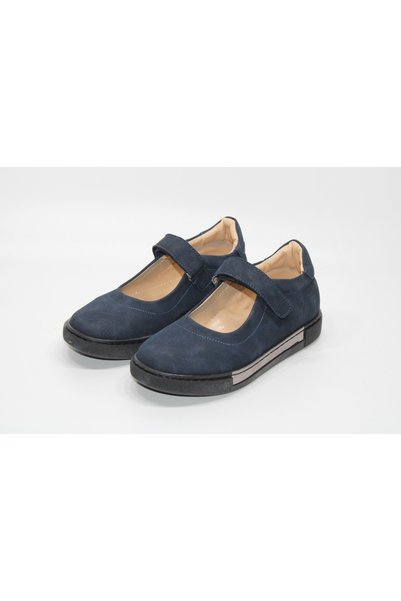 Ensa Girl's Navy Blue Scarf Velcro Non-Slip Orthopedic Sole Comfortable Shoes