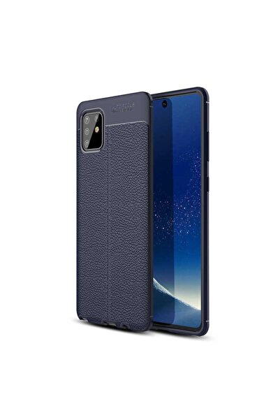 Nezih Case Samsung Galaxy Note 10 Lite (DERİ GÖRÜNÜM) Silikon Kılıf Lacivert