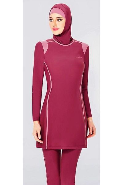 Adasea Πλήρως καλυμμένο Hijab Μαγιό Lycra Plum