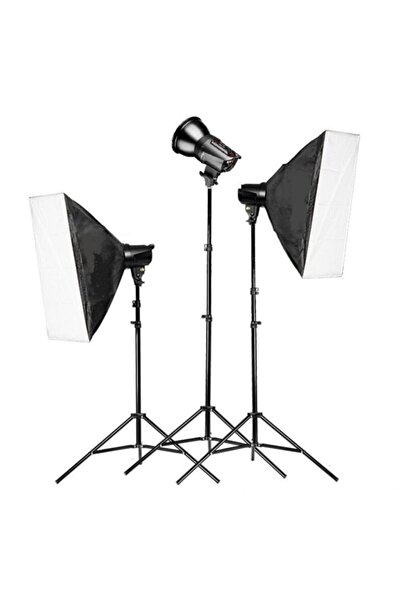 Deyatech Stüdyo Paraflaşh 3lü Set 400w Stüdyo Flaşh Kit Softbox