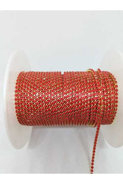 yiğit aksesuar Ss8 (2MM) Κρυστάλλινη συμπαγής κορδέλα Κόκκινη 3 μέτρα