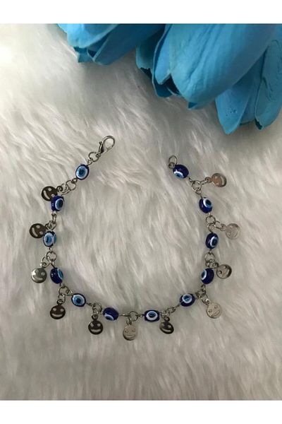 Beykan Smile Anklet with Evil Eye Beads