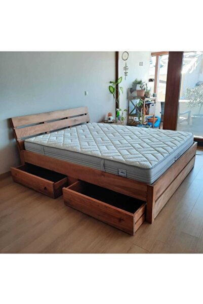 MORCEVİZ Özel Tasarım Baza Ve Çekmece Özellikli Masif Yatak Platform