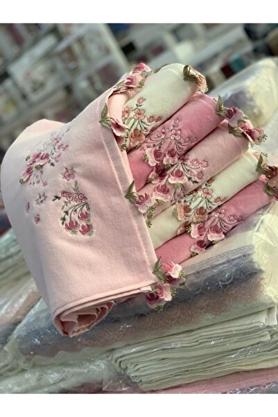 Durul Menekşe 50x90 3d Nakışlı 6'lı Paket Elyüz Havlusu