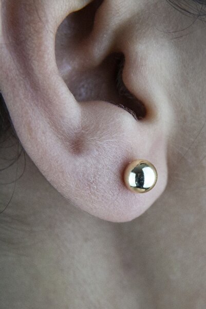 Jewelry For Light Kadın Altın Renk 925 Ayar Gümüş Kalpli Altın Kaplama Küpe Arkalığı