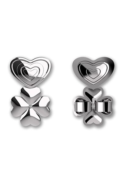 Jewelry For Light 925 Ayar Gümüş Kalpli Rodium Kaplama Küpe Arkalığı