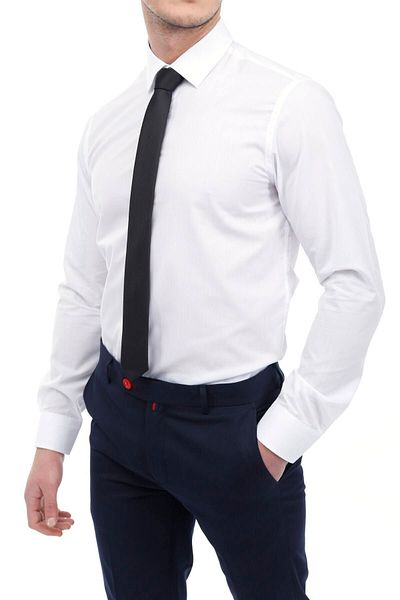 RAVANELLI White Extra Slim Fit Long Sleeve Men's Shirt