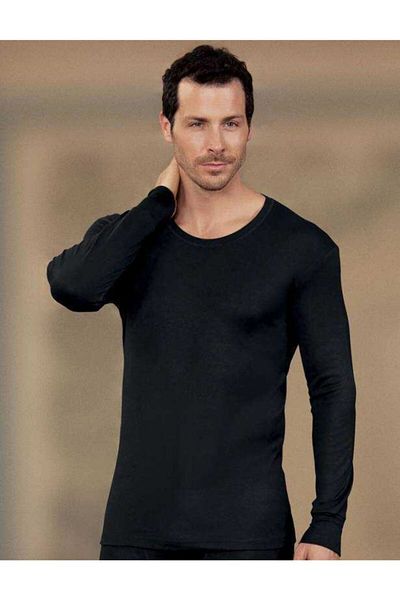 Şahinler Black Long Sleeve Crew Neck Thermal Underwear