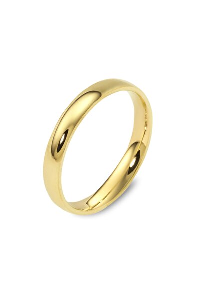 Gümüşcüm Unisex Klasik Bombeli 4mm Altın Kaplama Gümüş Alyans