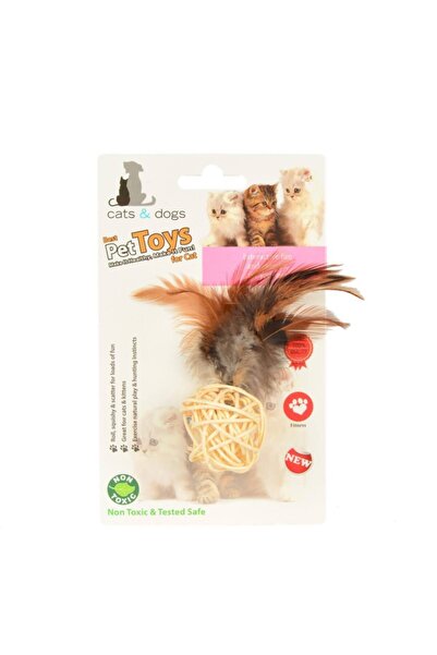 Flip Cats & Dogs Straw Ball Cat Toy with Bells and Feathers
