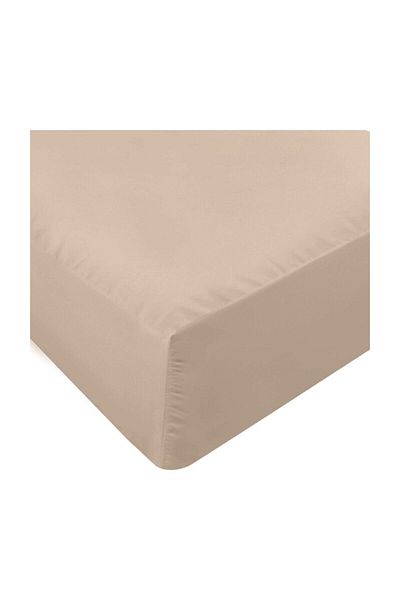 COTENCONCEPT Beige Cotton Single Elastic Combed Bed Sheet - 100x200 25 cm