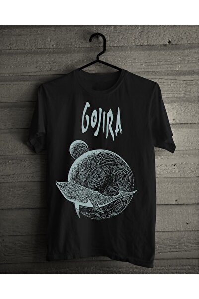 StüdyoÜmitTişört Gojira Flying Whales Metal Band Baskılı Penye Füme Tişört