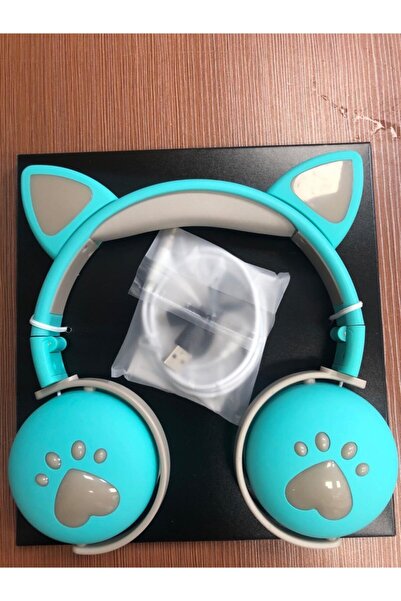 TG Kedi Kulaklı Kulaklık Led Işıklı Mikronlu Hafıza Kartı/Aux Girişli Kablosuz Bluetooth Kedi Kulaklık