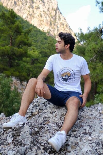 Loop Hi Tricou cu imprimeu cu design special, alb, pentru bărbați